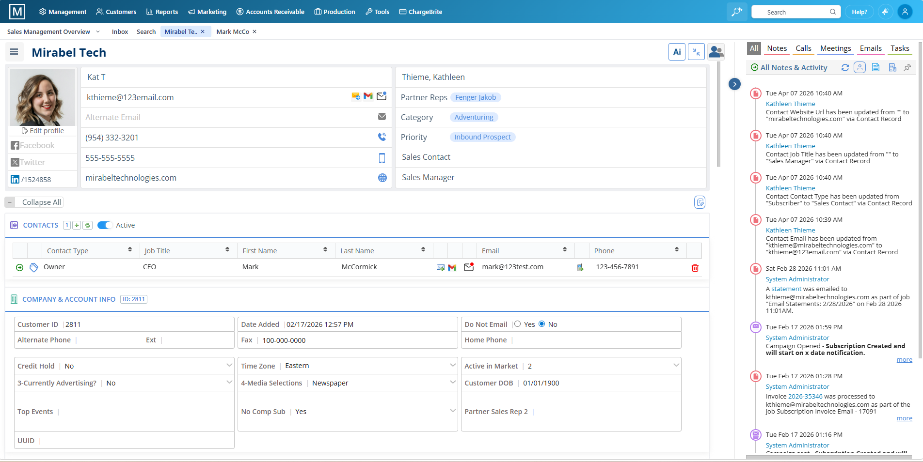 Magazine Manager CRM interface