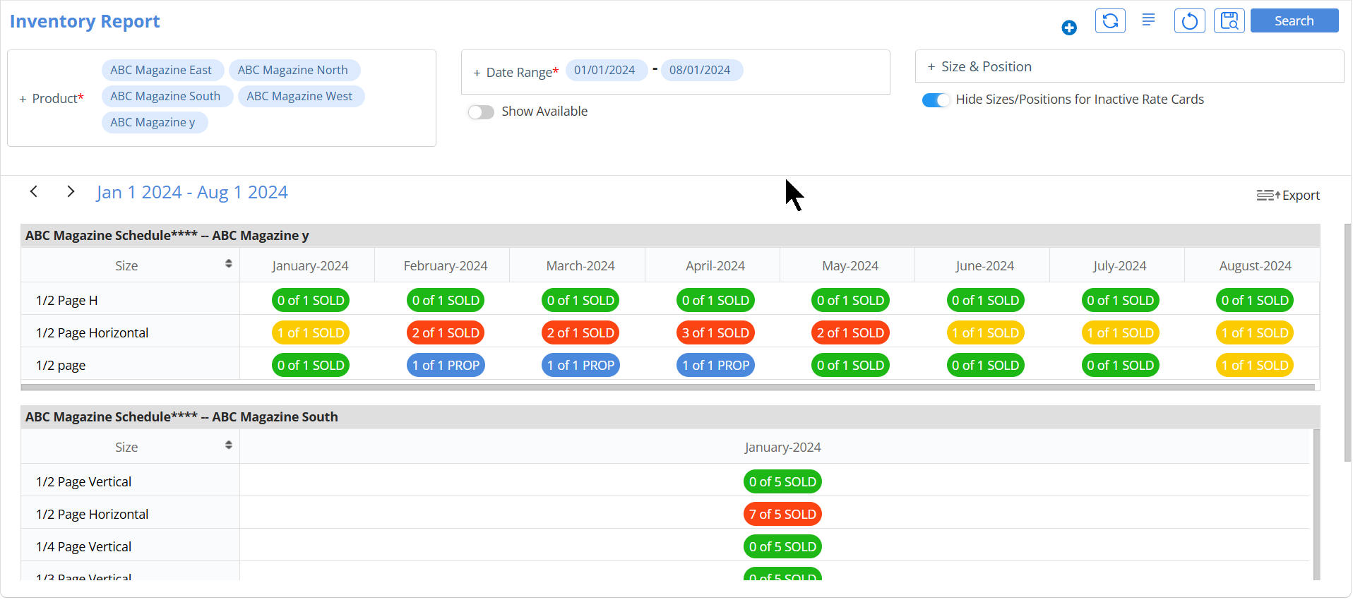 Publishing CRM inventory report